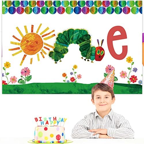 Desenho animado muito faminto Caterpillar Banner Feliz Aniversário Banco de Photop Studio Booth Props Insetos Decoração