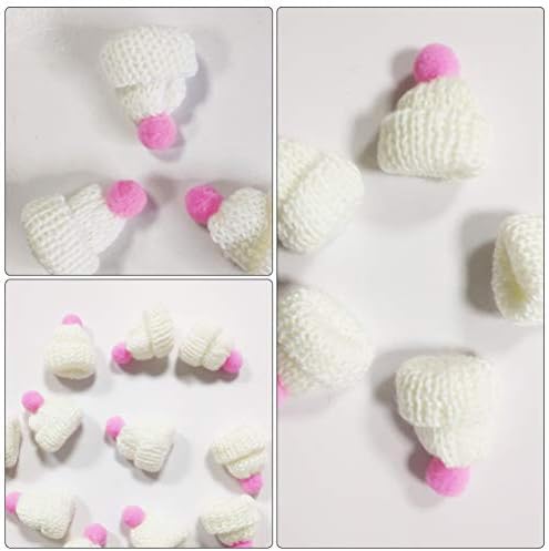 Kesyoo 20pcs mini chapéu de lã de natal chapéu de boneca tricotar os chapéus de santa haps diy trabalhos de lã em miniatura decoração de lã