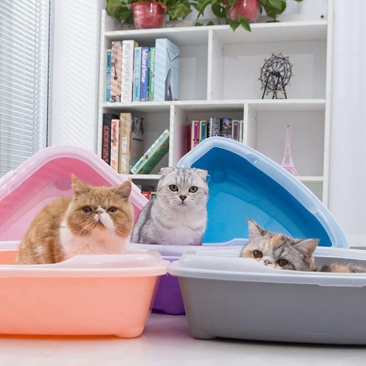 TJLSS Anti Splash Cats Caixa de areia Pet Pet Banheiro Bedpan Open Triângulo Extra Grandes Cats Caixa de lixo Produtos