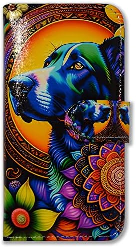 Caixa BCOV Galaxy A03S, colorida Mandala Dog Flor Flip Phone Caixa Caixa de carteira com suporte de cartas Kickstand para Samsung