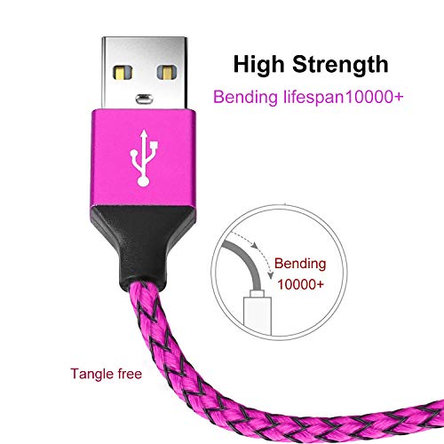 Sagmoc tipo C Cabo de carregador Pink quente - USB C Cordamento de carregamento Compatível para Samsung S10 S9 S8