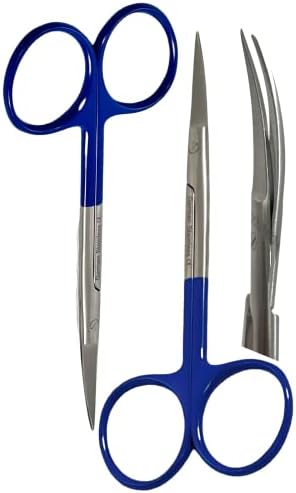 2 Iris Micro Scissors 4,5 Curvada Grace azul de alta qualidade Cynamed