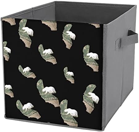 Militares California Polar Bear Bins Bins de armazenamento Basics dobráveis ​​Cubos de armazenamento de tecidos Caixas organizadoras com alças