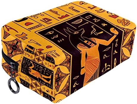 Bolsa de maquiagem de viagem, bolsa de cosméticos Caso organizador, para mulheres de produtos de higiene pessoal, pincéis de acessórios, arte étnica egípcia antiga egípcia