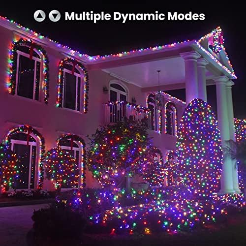 Luzes de Natal Brizled Color Mudança, 66 pés 200 Luzes de Natal LED com Luz de Crismtas ao ar livre remota e diminuída,