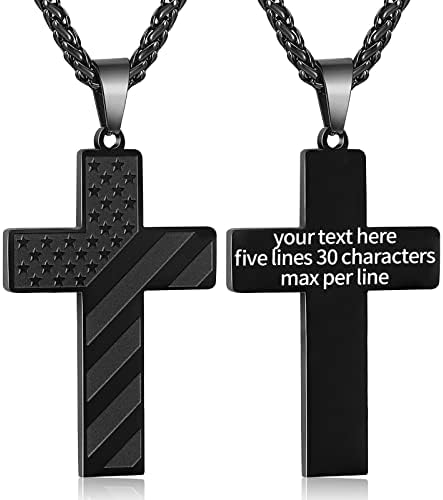 Duodiner 24 polegadas aço inoxidável American Bandle Cross Colar Colar Bíblia Cadeia pendente para homens meninos