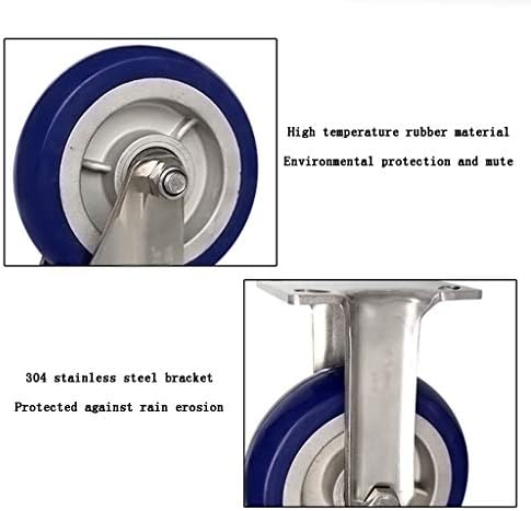 Rodas de Casto Rodas de Castor, Rotação de 360 ​​graus, borracha azul, resistência a alta temperatura, usada para rodas de prateleira