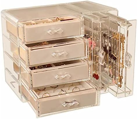 Caixa de organizador de jóias de acrílico WMM, organizações de joalheria de brinco transparentes, caixas penduradas