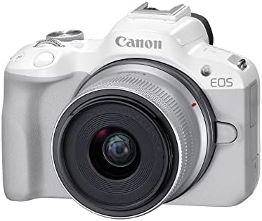 Câmera de vlogging de espelho R50 R50 Canon w/rf-s18-45mm f4.5-6.3 é lente STM, 24,2 MP, vídeo 4K, detecção e rastreamento, conexão compacta, smartphone, criador de conteúdo