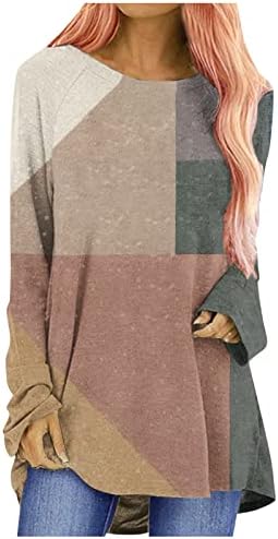 Moletom de manga longa feminina Tops de túnica casual Tunic Tunic Colorblock Athletic Oversize Pullovers Blouse