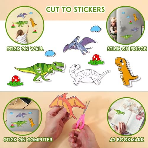 Baborui Removável Rolo de desenho de crianças pegajosas, papel de desenho de dinossauros para crianças, 118 * 11,8 polegadas de papel