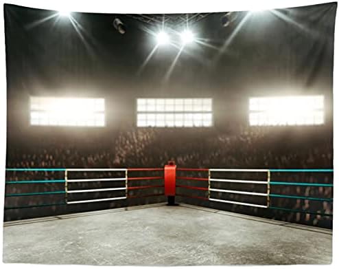 Corfoto Fabric 9x6ft Ginásio de ginástica tema fotografia de boxe anel de boxe correspondente boxer Spotlight Backgrody para festas de aniversário homens meninos quarto decoração de escritório de tapeçaria cena