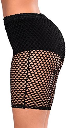 Nihsatin feminina elástica fishnet shorts de cintura alta vê através de roupas curtas de roupas de clube