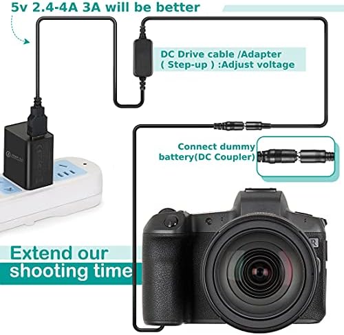 Kit de adaptador USB DC 8.4V ACK-E6 + DR-E6 Couplador totalmente decodificado LP-E6 Bateria de bateria + QC3.0 USB para Canon