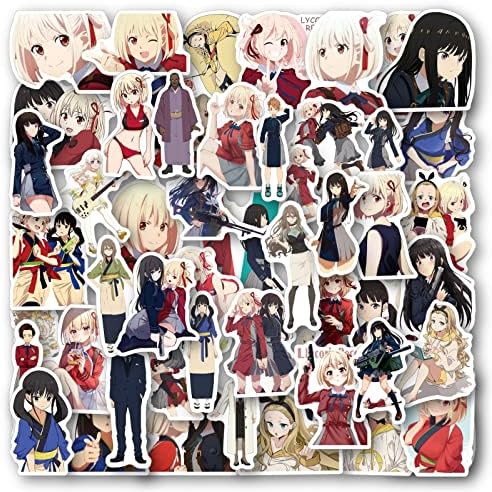 Adesivos fofos de anime garotas para laptop, 50pcs estéticos vinil decalques à prova d'água engraçada Japão adesivos de desenhos