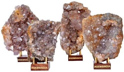 gemsindia 1,8 kilo kilo ametista cluster de cristal geode amostra mineral crua/4pc