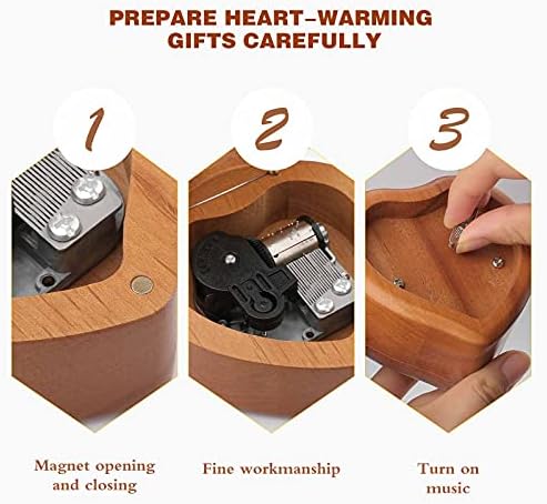 Crazy Goat Lady Wooden Music Box Windup Heart Heart Pried Musical Boxes Case for Valentine Anniversary Birthday