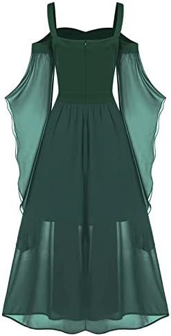 2022 Mulheres de Halloween Manga de borboleta Maxi vestido longo ombro frio Vestido de espartilho steampunk vestido gótico