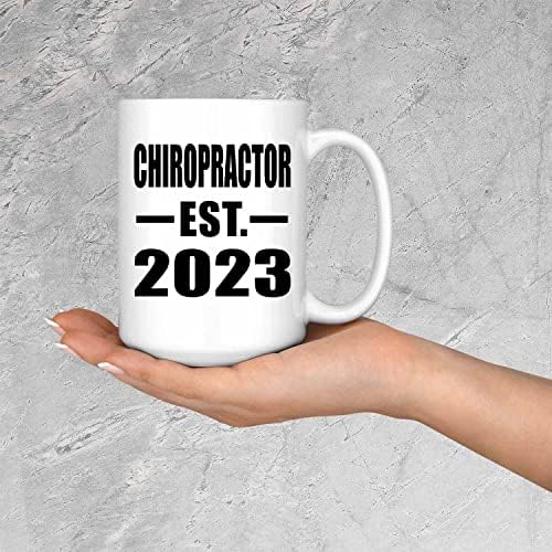 Projeta o quiroprático estabelecido est. 2023, 15 onças de caneca de café branca de café com xícara de chá com alça, presentes