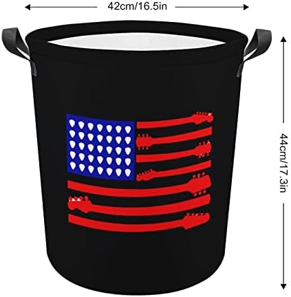 Guitarra americana bandeira de bandeira lavanderia de armazenamento dobrável cesto de cestas de sacos de bolsa para dormitório doméstico