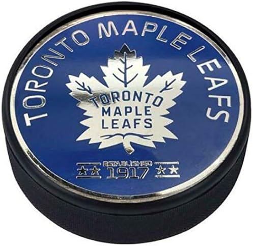 Produto Mustang Toronto Maple Leafs 3D texturizou prata Medallion Hockey Puck