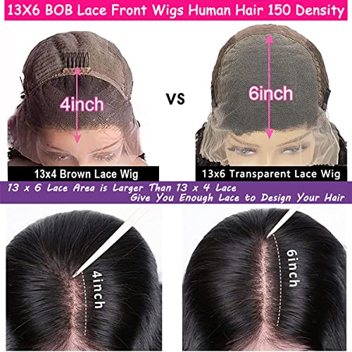 Cabelo curto Bob Wig Humano 13x6 Perucas dianteiras de renda para mulheres negras Cabelo humano Parte frontal Bob peruca, cabelos