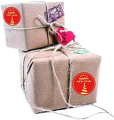 Adesivos de feliz ano novo para vedantes de pacotes, adesivos para cartões envelopes caixas de pacotes, 1,5 polegada