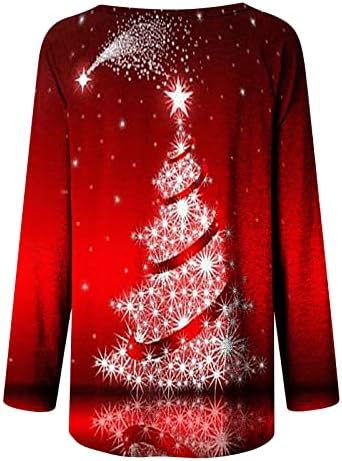 Camisas de manga comprida para mulheres 2022 Trendy Light Christmas Tree Print Crewneck Sweetshirts Tunics para usar