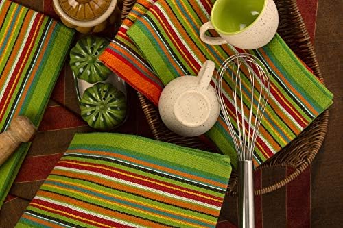 Toalhas de prato de cozinha neolino, listras de salsa, algodão absorvente natural, pacote de cor 12-multi