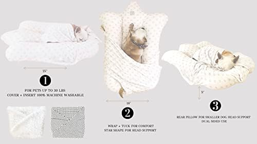 Petstarpod Swaddle Bed Slumberland Dog Cat Bed - acalma e acalma seu animal de estimação entre os Snuggles - 25 x 18 - até 30