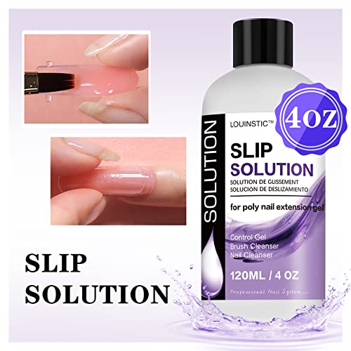Solução de deslizamento de polígel LouiStico 4 oz Anti-Stick Polygel Nail Solutions Gel Unhel Slip Liquid para Gel de Extensão de