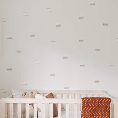 Decalques modernos de arte de parede Maxwell para meninos viveiros de meninas, quarto, sala de estar “Dakota” Taupe Stripes Lines Start 48 peças