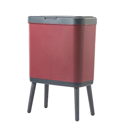 Latas de lixo ditudo lixo pode despojar o pé alto com tampa de grande capacidade tipo prensa lixo lixo de cozinha recipiente de lixo escritório/vinho vermelho 15l