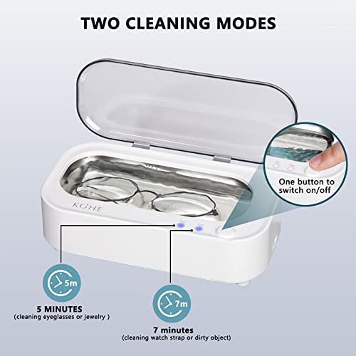 Limpador de joias de joias de óculos ultrassônicos - Máquina de limpeza ultrassônica de 48kHz hiper potência, tanque de aço inoxidável
