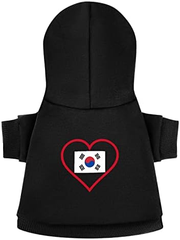Eu amo South_Korea Red Heart Dog Roupos de cães de inverno Hoodies macios e quentes de cães para cães médios pequenos