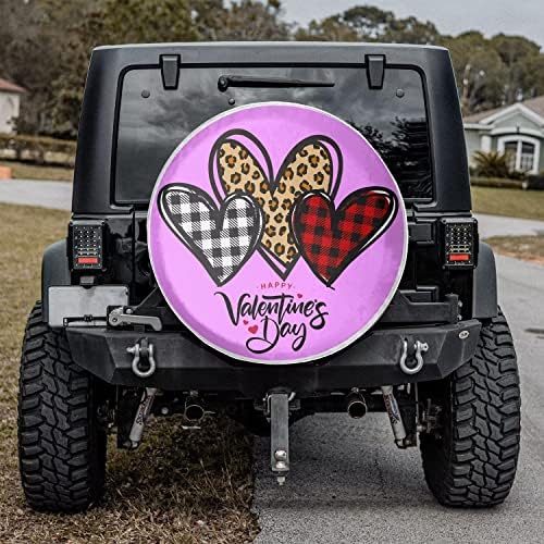 Feliz Dia dos Namorados do marido Presentes de pneus sobressalentes, personalizados Buffalo Plaid Leopard Heart Heart Pneue Protetores