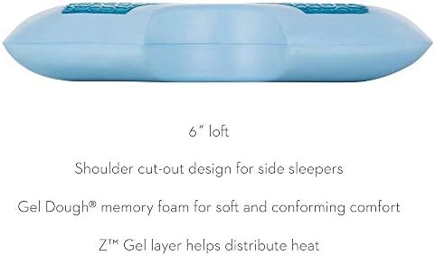 Malouf Z lateral o ombro de ombro de ombro de massa Pillow de espuma de memória com gel de gel líquido-queen, azul
