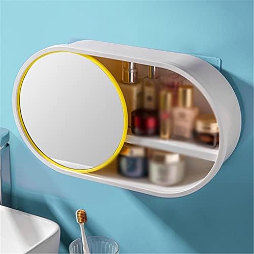 Caixa de armazenamento cosmético de parede WJCCY, banheiro banheiro sem orifício sem parede sem parede espelho de prateleira de prateleira