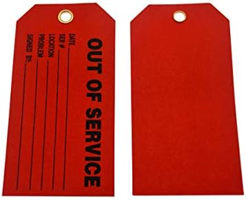 Tags fora de serviço, tags de cartolina vermelha com corda 5 3/4x3 polegadas de reparo de equipamentos de reparo com 12 em cordas de algodão PK100