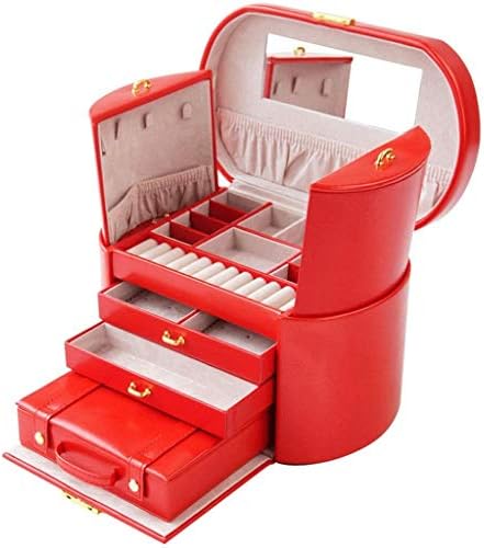 Caixa de jóias xjjzs Organizador de jóias de couro falso, 5 cores disponíveis, caixa de jóias de estojos vintage Organizador de