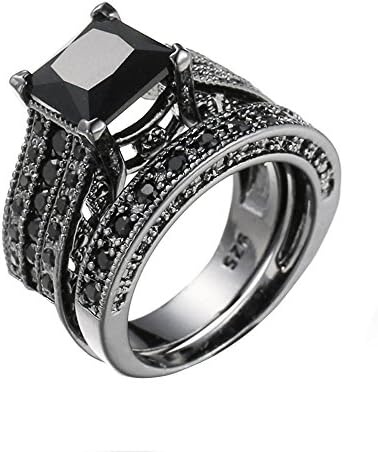 2-em 1 feminino vintage preto diamante anéis