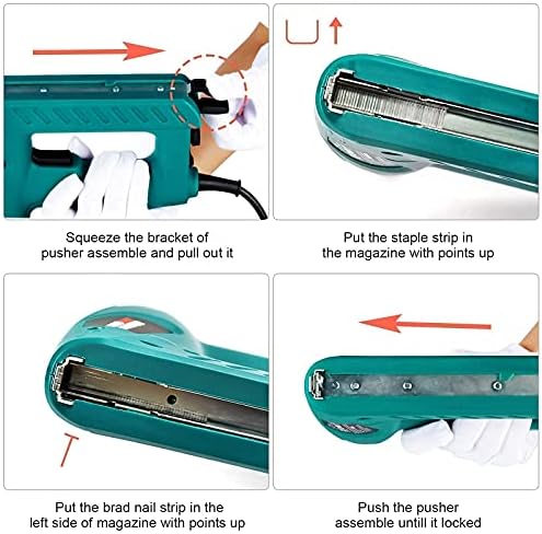 Pistola de grampos mestre neu com segurança de contato e botão ajustável de potência （336pcs grampos e pregos de 200pcs
