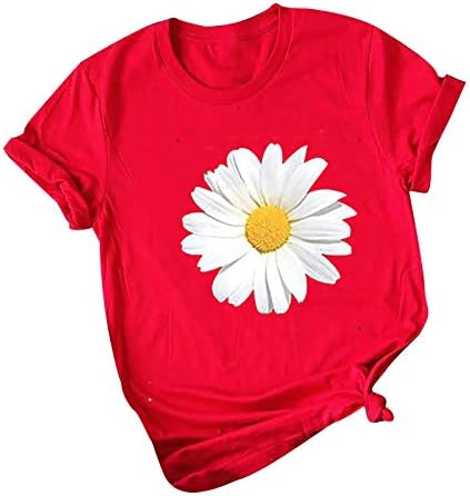 Fmchico feminino girassol t camisetas de verão vintage de manga curta tees impressos de manga curta Tops