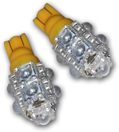 TuningPros LEDPL-T10-A9 Luzes de estacionamento lâmpadas LED T10 Wedge, 9 Flux LED Amber 2-PC Conjunto