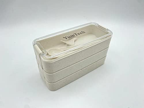 Lunhantes de Yumtech, caixa de bento empilhável, compartimento de 3 em 1-palha de trigo, lanchonete ecológico à prova
