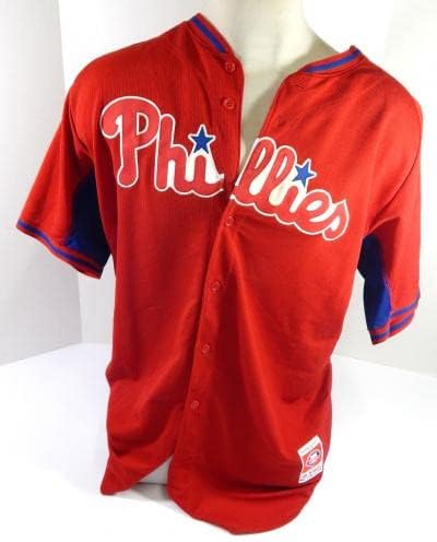 Philadelphia Phillies Dusty Wathan #62 Game usou Red Jersey Ext St BP52 856 - Jogo usado MLB Jerseys