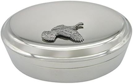 Caixa de joalheria oval de pendente de pássaro de peru voador