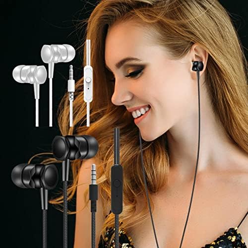 Fones de ouvido com fio de orelha de mllkcao com micro 3,5 mm para laptops iOS e Android Smartphones MP3 Walkman Black