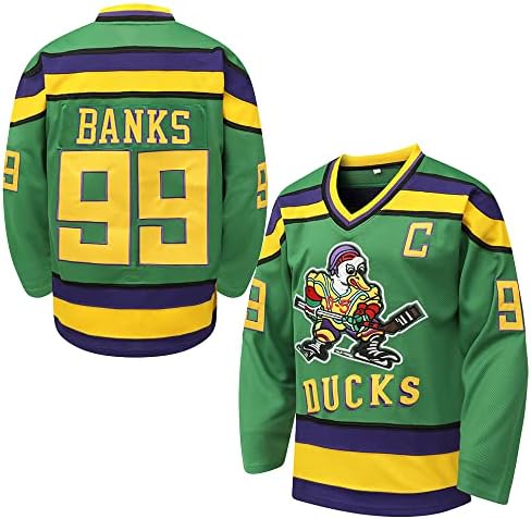 Mighty Ducks Ice Hockey Jersey 96 Charlie Conway 99 Adam Banks, Jersey de Hóquei de Filme dos anos 90 para homens e