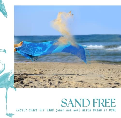 Toalha de praia de algodão turco livre de areia grande - Tartaruga - Tartaruga rápida seco
